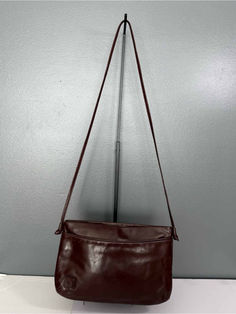 Vintage 80s ANNE KLEIN for CALDERON Brown Red Leather Purse Minimalist, Mom